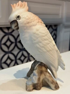 Vintage Czech Royal Dux White Pink Cockatoo On Branch - Picture 1 of 8