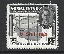 Somaliland 1951 "5 Shillings on 5Rs Black KGVI - SG 135 - Mounted Mint