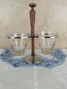 MCM Kromex Condiment Carousel/Server with 2 Glass Cups - Picture 1 of 12