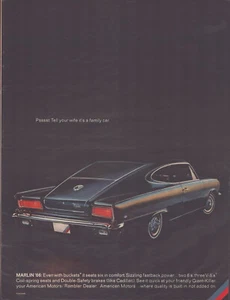Anuncio impreso Marlin 1966 "Dile a tu esposa que es un coche familiar" Rambler American Motors - Imagen 1 de 1