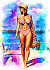 Sara Underwood sexy Modell Promi 3/5 Fine Art Druck Karte von: Q Beach