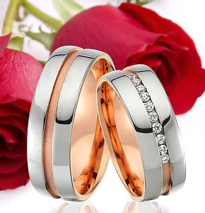 2 SILBER Partner Ringe Trauringe Eheringe Gravur Gratis ROSEGOLD Plattiert T368 - Bild 1 von 1