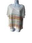 Women's PrAna Top T-Shirt Womens Size Large Striped Cotton Blend Casual Earthy