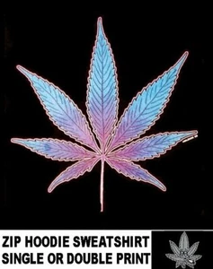 Psychedelic Marijuana Pot Leaf Flower Child Stoned Joint Zip Hoodie Sweatshirt 6 - Picture 1 of 12