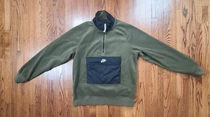 Nike Sportswear 1/4-Zip Pullover Polar Fleece Jacket Olive Green Mens M FLAWS - Picture 1 of 8