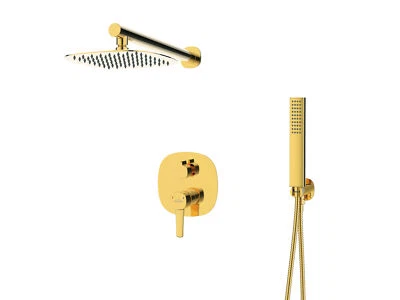 BADLAND Duschsystem Unterputz Armatur Set GLAMOUR Gold Wasserhahn mit Kopfbrause - Bild 1 von 3