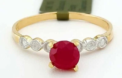 GENUINE 0.64 Cts RUBY & DIAMOND RING 10k GOLD - Free Certificate Appraisal - NWT - Image 1 of 4