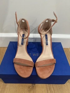 Stuart Weitzman Nearlynude Sandals Womens Size 5.5 Suede Desert Rose - Great Con - Picture 1 of 6