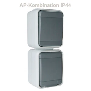 ELSO AQUA TOP IP44 Feuchtraum Aufputz Schalter Steckdose Kombi 448629 - Afbeelding 1 van 1