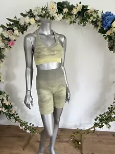 Gymshark Seamless Shorts & Sports Bra Top SET Size S Ombre Taupe Grey NEW OU27 - Picture 1 of 23
