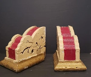 Large Pair Vintage Architectural Salvage Corbels Chunky Chippy White & Red - Picture 1 of 6
