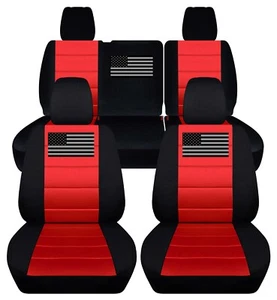 Fundas de asiento de coche delanteras y traseras para Jeep Wrangler JK 2013-2017 4 puertas negro rojo - Imagen 1 de 8