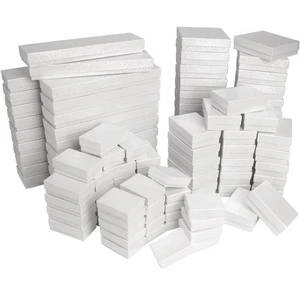 50 or 100 White Swirl Jewelry Boxes White Cotton Filled Gift Boxes -Wholesale - Picture 1 of 30