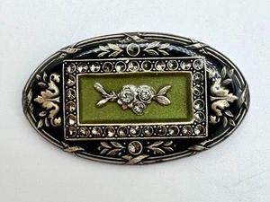 Spilla Caterina Popesco Francia Art Noveau smalto e cristallo Swarovski - Foto 1 di 5