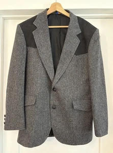 Blazer occidental Pendleton negro gris tweed para hombre con parches de gamuza en el codo talla 40 - Imagen 1 de 8