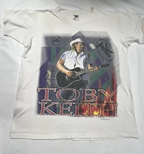 Camicia bianca vintage 1996 Toby Keith Blue Moon Tour taglia uomo taglia large RARA - Foto 1 di 14