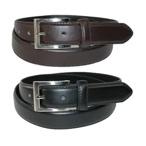 CTM Men's Big & Tall Leather Dress Belt with Silver Buckle (Pack of 2) - Picture 1 of 18