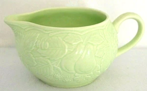  Gravy Sauce Boat Woodbury Green Optimum Nikko Embossed with Fruits & Nuts Japan - Picture 1 of 11
