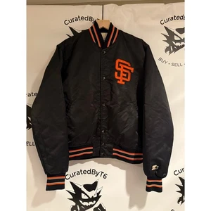 Vintage Starter San Francisco Giants Satin Jacket Medium 1980s Black - Bild 1 von 6