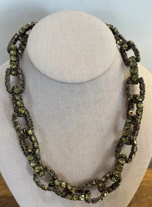 Collana catena maglia strass verdi di ispirazione vintage J.Crew - Foto 1 di 4