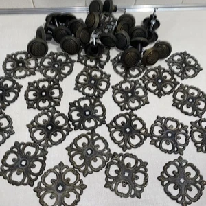 Vintage Drawer Knob Pulls & Backplates Accents 47 Pieces - Picture 1 of 16