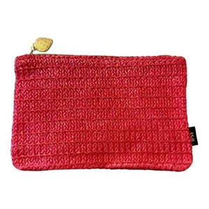 Ipsy Kosmetiktasche lebendig rot strukturiert gewebt, Kosmetiktasche, Beutel mit Erdbeere - Bild 1 von 2