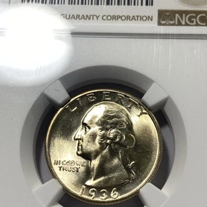 1936 25c Washington Quarter NGC MS66 Item 9653 - Picture 1 of 4