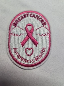BREAST CANCER Awareness Embroidered Iron on 1.75" Patch Applique 1pc Pink Ribbon - Picture 1 of 2