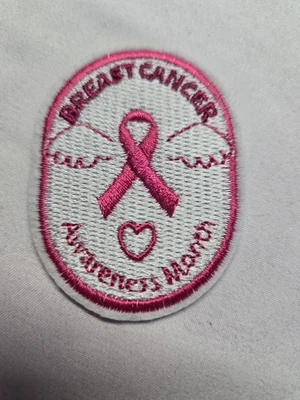 BREAST CANCER Awareness Embroidered Iron on 1.75" Patch Applique 1pc Pink Ribbon - Image 1 of 2