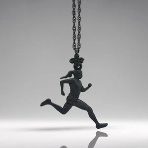 Running Pendant – Oxidized 925 Silver Sports Necklace for Active Lifestyle Fans - Picture 1 of 13