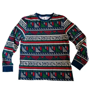 Chubbies Men’s Sz L Green Blue Waffle Knit Pullover Shirt Geometric Print - Picture 1 of 8