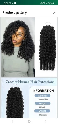 Ganchillo micro preen bucle de cabello humano de 16", 120 g, precio de venta sugerido por el fabricante $100, sin nudos, trenzado Foto 1 de 3