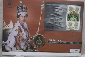 🧭 🇹🇨 TURKS & CAICOS 5 CROWNS 2004 SOVEREIGN'S ORB LARGE COIN COVER B85 #4 - Imagen 1 de 4