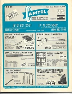 Tool Catalog - Capitol Tools & Supply - Machining - 1986 Brochure (TL469) - Picture 1 of 1