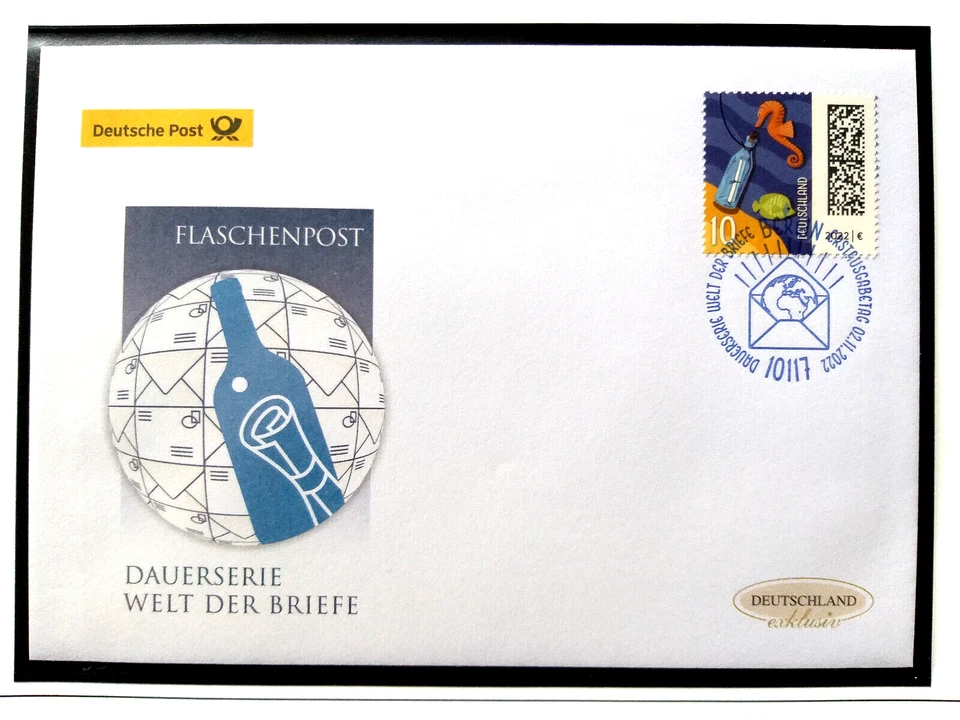 BRD 2022 FDC, Welt der Briefe - Flaschenpost,  Sonderstempel - Bild 1 von 1