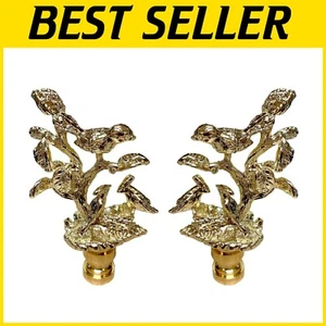 Easy Install Nesting Bird Finials in Polished Brass - Enhance Lamp Style, 2 Pack - Picture 1 of 8