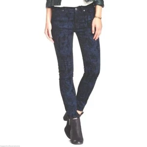 Pantalones de mezclilla Free People Jena terciopelo brocado tiro alto para mujer 26 | Denim de vacaciones de lujo - Imagen 1 de 7