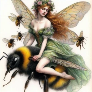 Fairy  and Bee Card in Aid Of retired Greyhounds - Picture 1 of 2