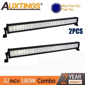 2PCS 32" 180W LED WORK LIGHT BAR OFFROAD CAR 4WD SUV TRUCK SPOT FLOOD DRIVING - Imagen 1 de 9