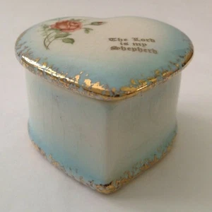 Caja de baratijas de porcelana Inspiration House en forma de corazón "El Señor es mi pastor" - Imagen 1 de 12