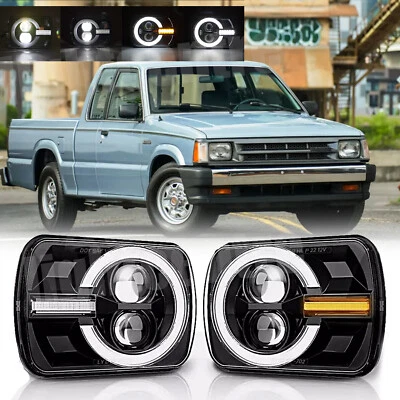 Par de faros LED halo DRL 5x7" 7X6" para Mazda B2000 B2200 B2600 RX-7 GLC Foto 1 de 4