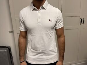 Burberry polo shirt - white 100% Cotton Logo Knitted
