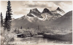 Bamff Canmore RPPC Three Sisters Mountains Alberta Canada Postcard - Picture 1 of 2