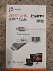 j5create USB-C vers 4K câble HDMI 6 pieds JCC153G-blanc. BOITE OUVERTE.