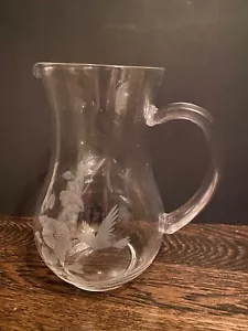 Hummingbird Avon Pitcher Crystal Lead Etched Beautiful Piece Collection 8" - Picture 1 of 3
