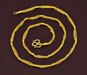 Beaded Chain Thai Baht Gold 22K 23K 24K Yellow Gold Plated Necklaces for Women - Picture 1 of 6
