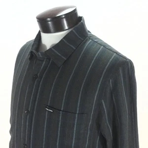 VOLCOM Shirt Button Up Olive Green Stripe Modern Fit L/S Cotton Casual Mens $60 - Picture 1 of 6