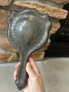 Silver Plated Art Nouveau Hand Mirror - Picture 1 of 19
