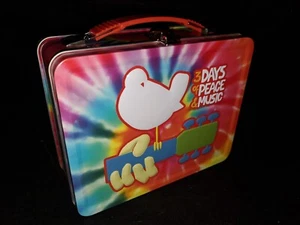WOODSTOCK CONCERT Rock'n Roll Tie Dye Large Embossed Metal Lunch Box / Tin Tote - Picture 1 of 4