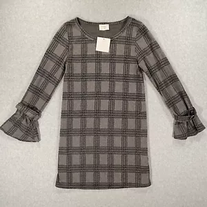 NWT Everly Adele Shift Dress Grey Plaid Ruffle Sleeve Size Small USA Made DR8246 - Picture 1 of 10